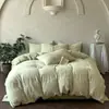Juego de Sábanas Jacquard Cepillado de Tres Capas 100% Algodón, Engrosado y Cálido, Juego de Ropa de Cama de Sábana Plana y Sábana Ajustable de Algodón Puro
