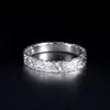 Anillo de Plata de Ley 925 Hielo Triturado Anillo de Tres Lados Chapado en Oro Platino Anillo Abierto/Cerrado Estilo Personalizado de Moda