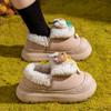Pantuflas de Algodón para Mujer en Otoño e Invierno para Interiores Suela Gruesa Antideslizantes Uso en Oficina y Hogar Moda de Pantuflas de Algodón Felpudo para Hombre con Tacón