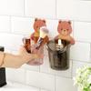 Soporte para cepillos de dientes Vaso de oso montado en la pared abrazo Almacenamiento de vasos montado en la pared soporte adhesivo para vasos con drenaje baño Vaso para dientes Pared