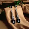 Accesorios de Moda Trendy Transfronterizos, Aretes Brillantes de Lujo Tachonados con Diamantes para Sociales, Aretes Largos de Lujo Ligero de Gama Alta