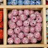 Bola de diamante incrustada con cuentas de cristal de pedrería, cuentas con agujero, cuentas espaciadoras, hechas a mano, material para colgante de pulsera de mano, accesorios de joyería DIY al por mayor