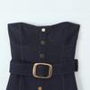 Exportación Transfronteriza Ropa de Mujer 2025 Otoño Estilo Europeo y Americano con Cinturón Espalda Descubierta Top Tubo Vestido de Mezclilla para Mujer E62685F