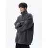 Sudadera retro estilo americano con patrón de espiga, media cremallera, cuello alto, nueva colección de otoño para hombre, talla grande, top casual versátil, moderno