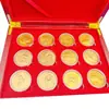 Monedas Conmemorativas de Año Nuevo, Adornos Imitación Oro de los Doce Signos del Zodiaco, Set de Lámina de Oro, Regalos para Ventas de Seguros de Vida, Suministro Directo