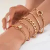 Combinação Personalizada de Joias de Mão Mais Vendida Transfronteiriça Moda Europeia e Americana Chaveiro Simples Conjunto de 5 Peças Pulseira de Exportação Atacado