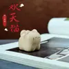 Accesorios Lindos de Gato para Escritorio, Accesorios DIY de Madera de Haya, Tallado en Madera Creativo, Adornos, Decoraciones Pequeñas