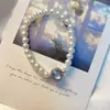 Pulseira Ganjiadu Prata Fantasia Água-Marinha Pérola Imitação Feminina Francesa Elegante Design Elegante Pulseira Joias Atacado