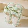 Pantuflas de Lino con Lazo de Encaje Amazon Transfronterizo Sandalias de Interior para el Hogar de Verano Pantuflas de Algodón y Lino Europeas y Americanas para Mujer