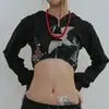 Nueva colección de otoño e invierno para mujer Y2k: sudadera jacket con capucha, cierre de cremallera, estampada, corta, adelgazante, versátil y moderna