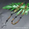 Amazonas Piedra Natural Colgante de Cruz Collar Piedra Ojo de Tigre Cruz Vesícula Biliar de Hierro Rosario para Hombres Collar Venta al por Mayor