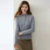 Estilo Nuevo Otoño Manga Larga Botón de Concha 35 Cachemir 65 Lana Holgado Versátil Adelgazante Temperamento Suave Punto para Mujer