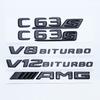 Aplicável ao logotipo do carro Mercedes-Benz C- Class C63S C43 E-Class S-Class E63S V8V12 Fender preto brilhante AMG rotulagem