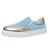 Coleção Primavera 2026: Sapatos de Malha Respirável em Azul e Cinza, Confortáveis Sapatos Casuais Femininos Plus Size