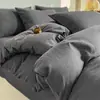 Conjunto de Roupa de Cama Jacquard de Luxo Leve em Gaze de Três Camadas 100% Algodão Quatro Peças, Capa de Edredom de Algodão Puro de Alta Qualidade, Lençol Confortável para Dormir, Roupa de Cama de Alta Qualidade