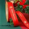Cinta Navideña al por mayor 2.5cm Cinta Navideña Carta de Feliz Navidad Cinta con Hilo Estampado en Caliente
