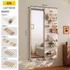 Espejo de Tocador con Tablero Perforado Seleccionado Cuidadosamente con Espejo de Cuerpo Entero Deslizante Oculto Integrado, Se Puede Cerrar, Espejo para Montar en la Pared para Recibidor