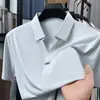 Camisa polo de verano para hombre, nueva, manga corta, sin costuras, cuello tijera, seda de hielo, transpirable, color liso, disponible para venta al por mayor