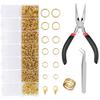Kit com 1504 peças de fecho lagosta com argola aberta, ferramentas para reparo de joias e acessórios para confecção de colares.
