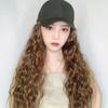 Gorro Peluca Verano Mujer Sombrilla Gorra de Béisbol Natural Esponjoso Largo Lana Rizado Todo en Uno Gorra de Béisbol Removible