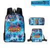 Produto Transfronteiriço 3D Novo: Mochila com Estampa de Desenho Animado, Bolsa de Ombro, Estojo e Mochila Conjunto de Três Peças - Mais Bonito Que Você!