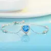 Pulseira de Prata de Lei S925 em Formato de Coração com Pingente de Zircônia em Formato de Coração, Joia Doce, Presente para o Aniversário da Namorada, Dropshipping para o Festival Qixi