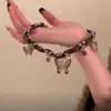 Colar Borboleta Retro com Contas para Mulheres, Novo Chinoiserie, Corrente Dupla para Clavícula, Colar com Acessórios de Saia de Cavalo Estilo Antigo