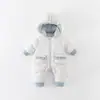 Traje de Nieve de Invierno para Bebé 2026 90 Plumas de Pato Blanco Chaqueta de Plumas para Niñas con Capucha Ropa Exterior Engrosada para Portear Bebé Mono Ropa para Gatear