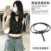 Cinto Fino de Couro Estilo Coreano com Dupla Argola, Amarrável Livremente, Acessório de Vestido para Mulheres, Novo Modelo Primavera/Verão, Corrente de Cintura Estendida para Mulheres