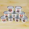 Tarro de Té de Hierro Nostálgico Antiguo con Tapa Tarro de Esmalte Gran Capacidad Taza Clásica para Estudiantes Hogar Taza de Agua Vintage