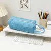 Bolsa de maquillaje acolchada con lunares rosas y azules estilo coreano transfronteriza, bolsa de tocador de viaje portátil de gran capacidad, bolsa de almacenamiento simple de mano