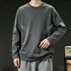 [Envío Rápido] Camiseta de Manga Larga para Hombre, Ropa Interior de Otoño para Hombre, Corte Holgado, Capa Base Elástica, Camiseta Estampada para Hombre