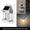 Luminária de parede solar externa com sensor de presença, três modos de iluminação, lâmpada de tungstênio, pequena, para jardim, casa, pátio, à prova de chuva e com luz noturna.