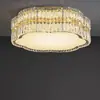 Luminária de teto de cristal em aço inoxidável, luminária de quarto de luxo leve, luminária elegante de alto padrão para sala de estar e hall, luz LED principal para quarto de dormir e sala de jantar