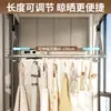 Tendedero de Ropa de Acero Inoxidable, Barra Doble Colgante Sin Taladro, Gancho a Prueba de Viento, Tendedero Retráctil Ajustable para Balcón, Herramienta Mágica para Secar Edredones