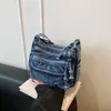 Bolsa transversal casual de jeans para mulheres, grande capacidade, bolsa de ombro versátil, bolsa mensageiro para o dia a dia, transversal simples