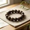 Pulsera de Cuentas de Oración de Madera de Ala de Pollo Pequeña de Agarwood Baiqinan Vietnamita de una Sola Vuelta Accesorio Cultural Unisex Pulsera de Cuentas de Oración Estilo Vintage