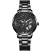Nuevo Reloj de Acero para Hombre con Diseño Hueco Creativo de Tecnología Negra Anillo Interior Giratorio Reloj de Pulsera de Cuarzo para Comercio Exterior Transfronterizo