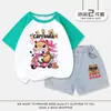 Conjunto de Camiseta de Manga Curta Capivara para Meninas Verão 2025 Novo Roupa Esportiva de Algodão Puro para Crianças Shorts de Verão Finos