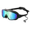 Gafas de natación para adultos con marco grande electrochapado transfronterizo personalizadas para hombres y mujeres, impermeables antivaho de alta definición con tapones para los oídos integrados