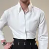 Camisa blanca pura de hombre estilo británico, manga larga de primavera, casual, de negocios, antiarrugas