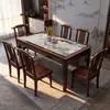 Mesa y Sillas de Comedor de Madera Maciza Wujin Chino y Piedra Sinterizada Set de Mesa para el Hogar Mesa Pequeña para Apartamento Mesa Rectangular