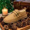 Sapatos de Algodão Quentes de Pelúcia para Mulheres 2025 Novo Inverno Solado Macio Sapatos Pão Couro Macio Antiderrapante Sapatos Feijão Flats Mocassins
