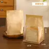 Saco Selante Auto-Selante de Papel Kraft com Janela e Borda de Arame Saco Espessado para Pão Torrado Saco com Selagem de Oito Lados Saco para Embalagem de Alimentos para Assar