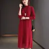 Vestido de Encaje Nuevo Otoño 2026 Tallas Grandes Vestido de Suéter Artístico Largo Delgado Holgado para Mujeres Jóvenes Tallas Grandes