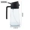 Botella pulverizadora de aceite para cocina y hogar, doble uso para rociar y verter, olla de aceite de vidrio dos en uno, sellada, engrosada, olla de aceite transparente