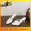 Sandálias estilo francês com laço, sapatos de fada para usar com vestidos, saltos agulha rosa, nova coleção de verão 2026