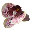 Cabeça de Flor Única de Phalaenopsis Simulada 3D de Alto Padrão PU Dourado Roxo Acessórios para Parede de Flores de Cabeça Única DIY Material de Flor Flor Artificial