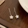 Brincos de Pérola Estrela de Cinco Pontas Agulha de Prata S925 Nicho Elegante Franja Brincos Versáteis Brincos Populares para Piercing de Orelha para Mulheres