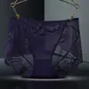 Ropa interior de encaje para mujer talla grande sexy transparente sin costuras malla algodón entrepierna cintura media bragas venta al por mayor